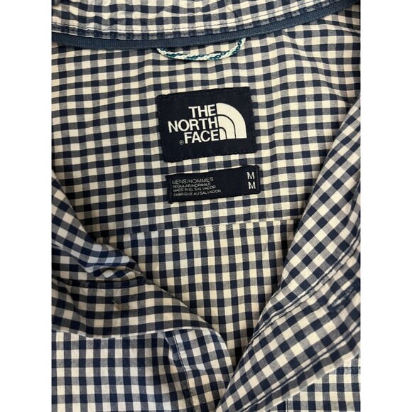 The North Face Mens Shirt M Navy Gingham Check Button Up Long Sleeve - Picture 4 of 10